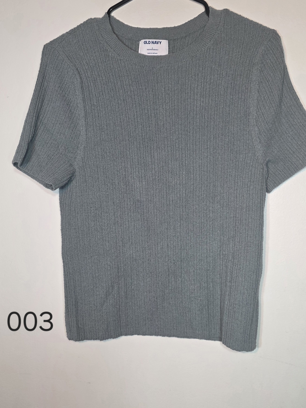 Old Navy Women’s Ribbed Knit Short Sleeve Top Size L Gray Green